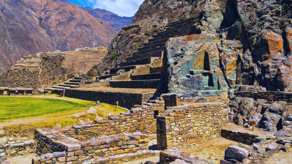 Night sky over Ollantaytambo with stars and constellations visible.
