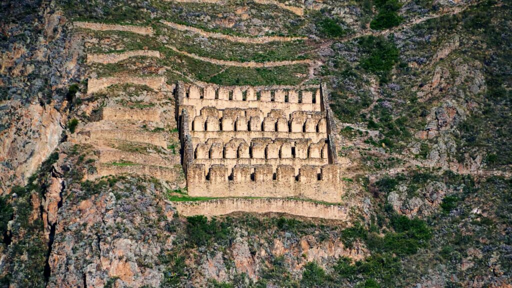 Ancient Inca tambo along the royal road, used as a resting place and storage site